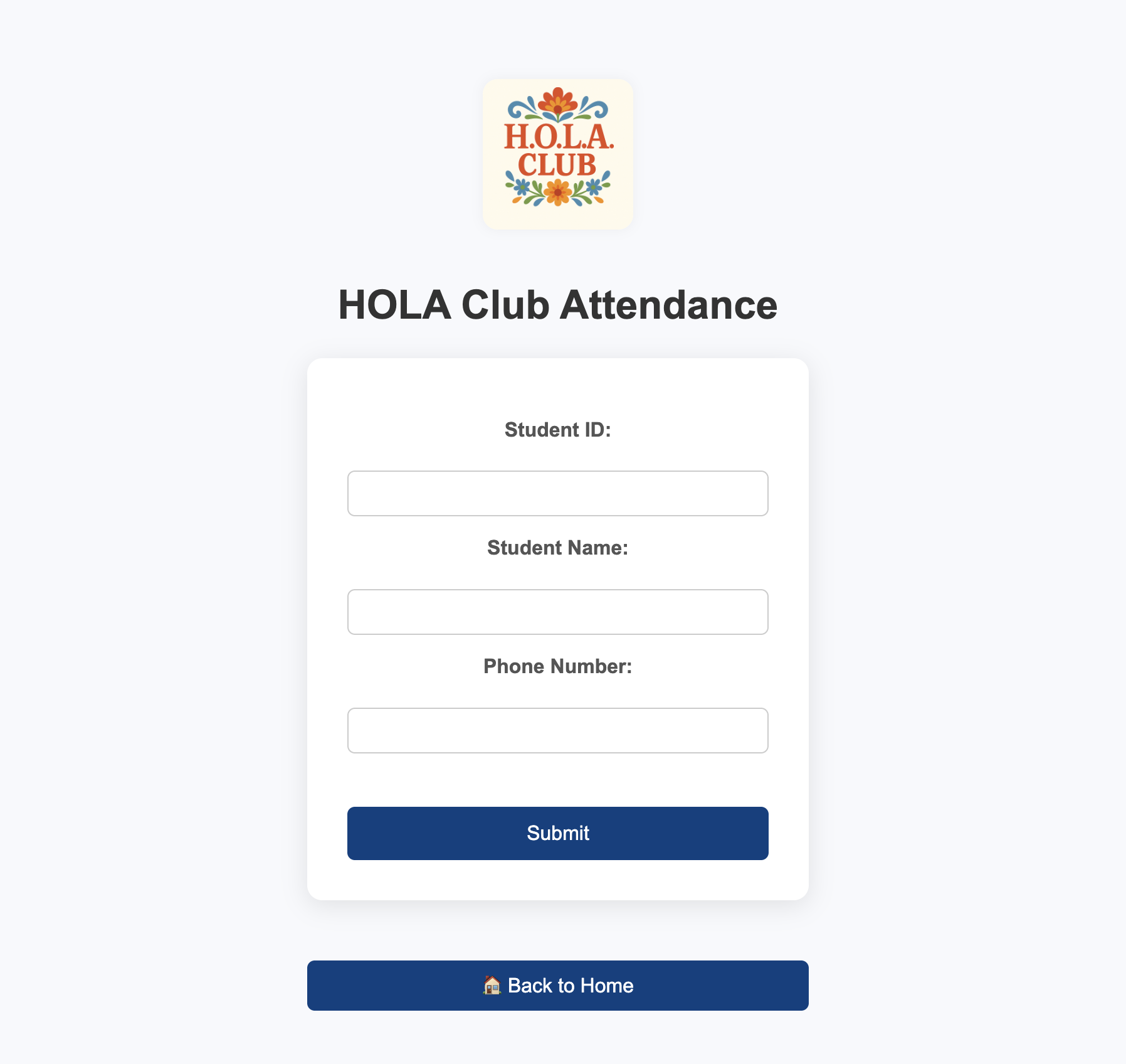 HOLA Club Attendance Tracker screenshot